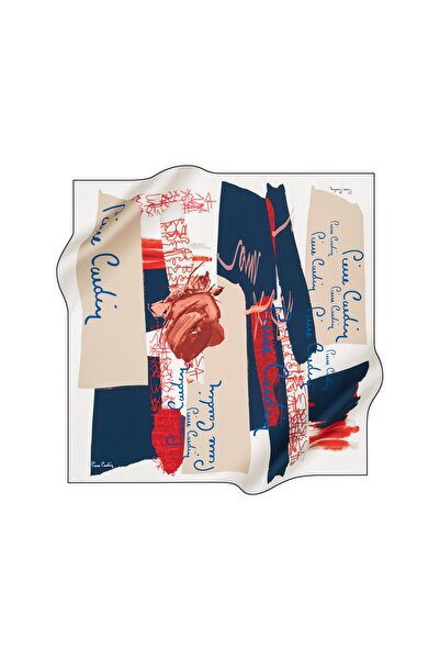 Aker Eşarp Sarı Kadın Desenli Ipek Eşarp