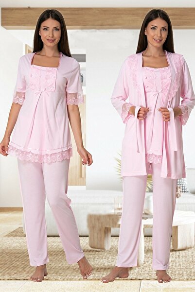 by İGP Women's Pregnant Maternity Dressing Gown Short Sleeve Pajama Set