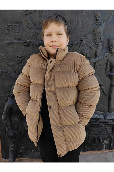 MODA ARPOL 6-15 Years Old Boy's Velvet Coat with Thick Side Pockets