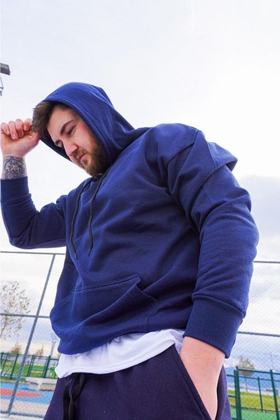 AUST GİYİM Мъжки суитшърт с качулка Oversize - Суитшърт с качулка - Тъмносин