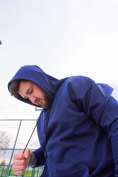AUST GİYİM Мъжки суитшърт с качулка Oversize - Суитшърт с качулка - Тъмносин
