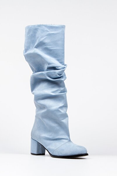 irmona Pusı Bebek Сині розкішні замшеві чоботи до коліна з манжетами