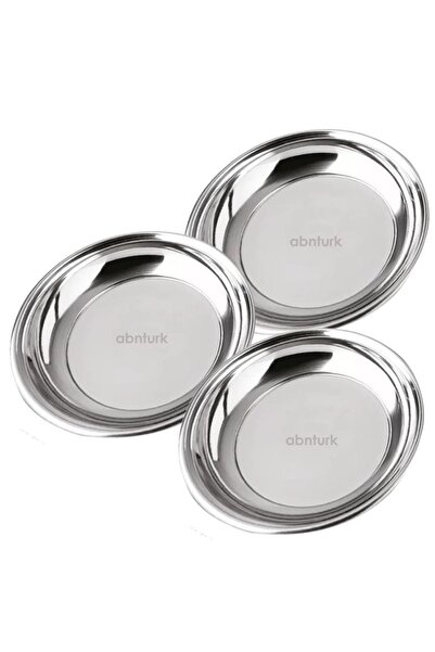 abnturk Yaşam Boyu Garantili 3 Adet 20cm Paslanmaz Çelik Çukur Yemek Tabağı B...