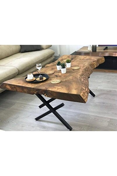 Shopkutuk Doğal Ahşap Yek Pare Kütük Orta Sehpa