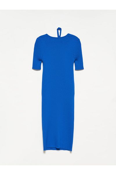 Dilvin 90130 Metal Lace Front Knitwear Dress-saks