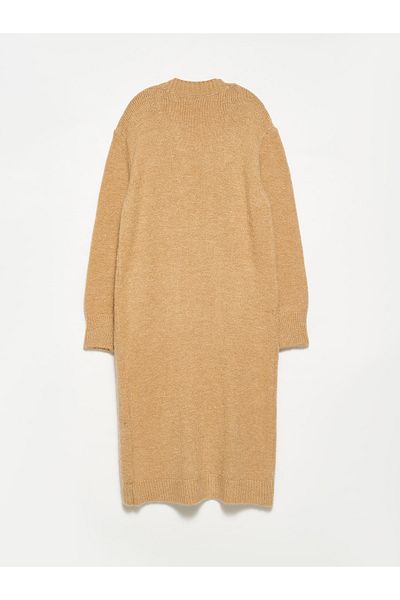 Dilvin 60158 Tricotaj de buzunar Cardigan lung-bej închis