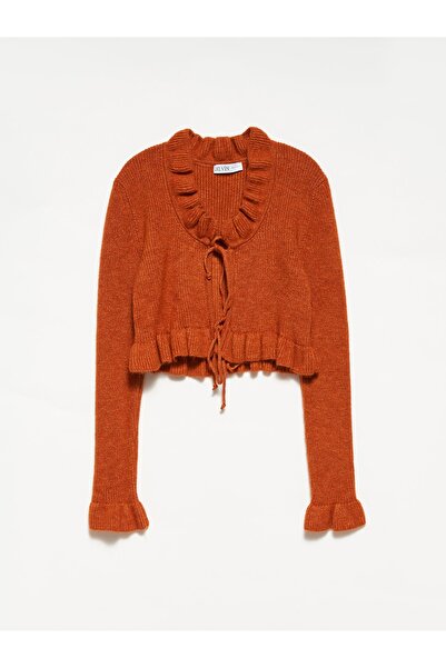 Dilvin 60170 سترة تريكو قصيرة برقبة دائرية - برتقالي