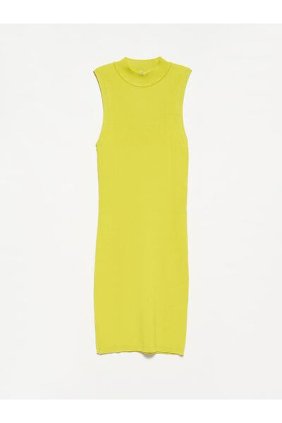 Dilvin 90127 Rochie de tricotaj fără mâneci pe jumătate pescar-lime