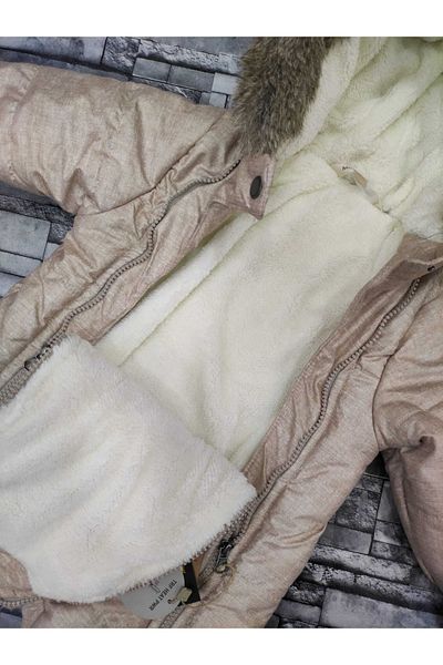 Midimod Gold 9-24 Months Unisex Lion Double Zipper Thick Inside Fleece Cosmonaut Winter Astronaut