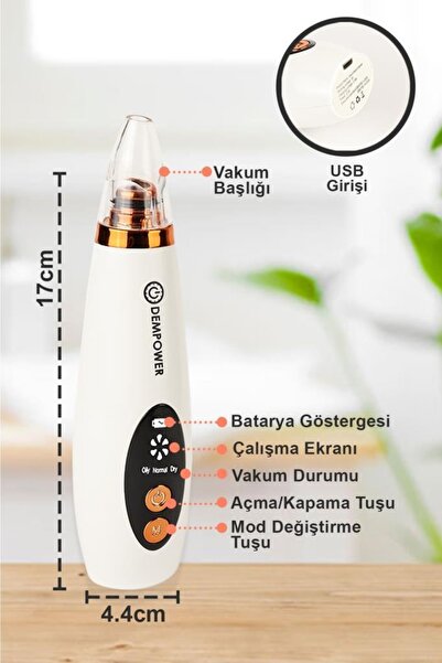 DEMPOWER Dijital Göstergeli 6 Başlıklı Cilt Temizleme Vakum Aleti Turuncu Beyaz Detaylı