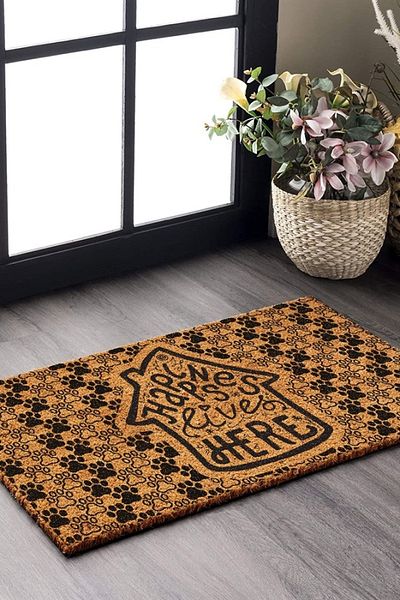 Decovetro Doormat Happines Live - Πατάκι με μοτίβο μπροστινής πόρτας