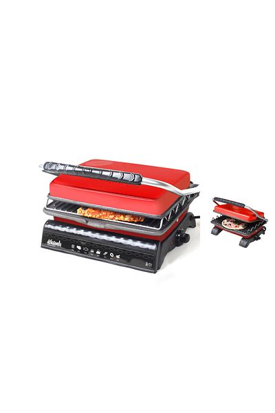 Dökümix Ultra Plus Organic Demirdöküm Grill & Toaster Red with grill attachment, brush, oil pot