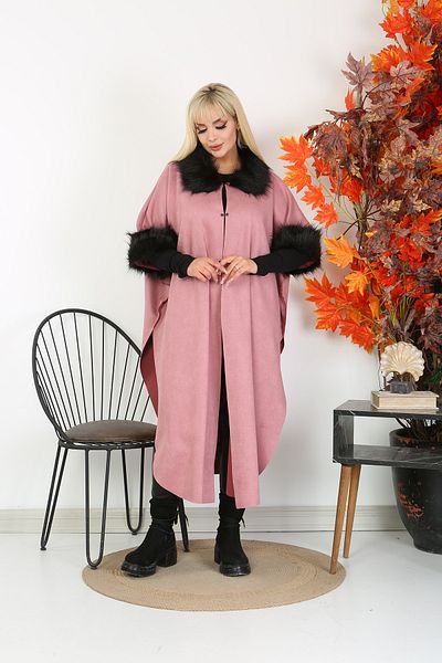 XL Modam Γυναικείο Dusty Rose Suede Poncho Plus Size