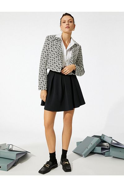 Koton Zweireihige Crop-Blazerjacke