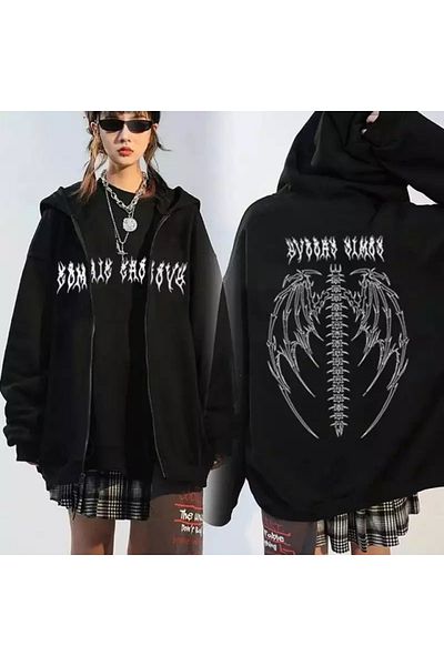 Köstebek Φούτερ Harajuku Tribal Gothic με κουκούλα