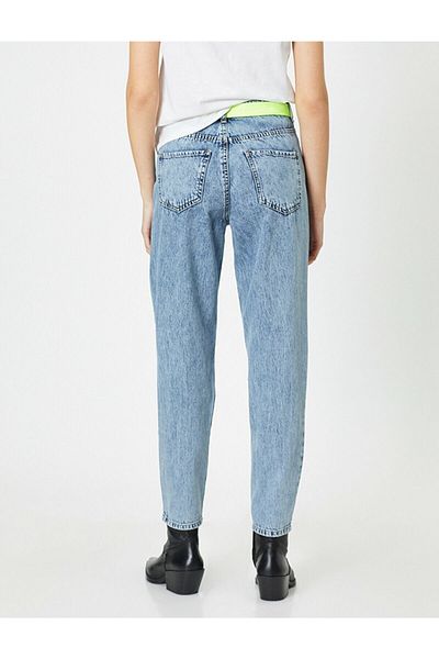 BROSERER Blugi de damă Diana, albastru deschis, spălat cu zăpadă, cu talie înaltă, din denim Mom Jeans Boyfriend