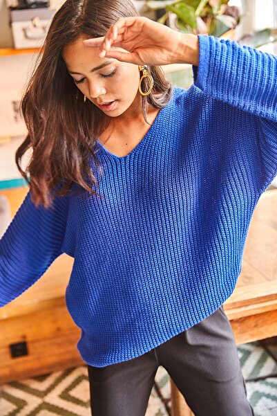 Olalook V-nyakú Thessaloniki Knit Oversize kötöttáru pulóver