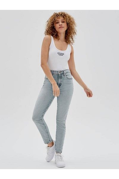 BROSERER Blugi de damă Sonia, albastru deschis, spălat cu zăpadă, cu talie înaltă, din denim Mom Jeans Boyfriend