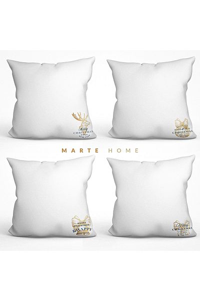 Marte Home New Year & Christmas Double Sided Pattern Printed Decorative Throw Pillow Cover Set of 4