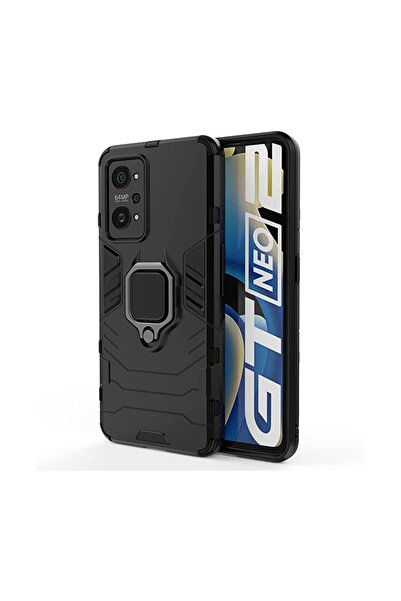 Microcase Realme Gt Neo2 Batman Serisi Yüzük Standlı Armor Kılıf - Siyah