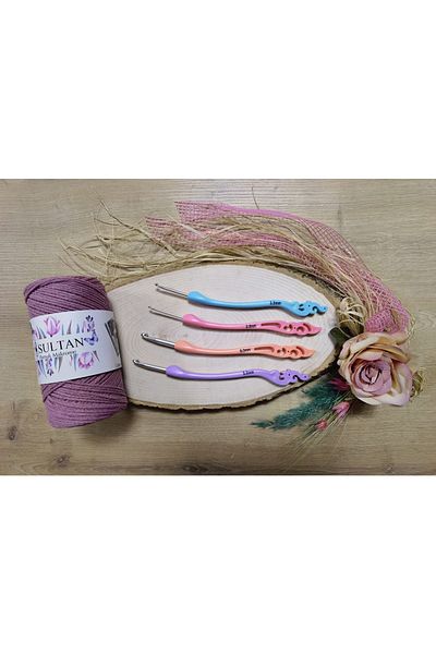 Sultan Motif Handle Elastic Handle Crochet Set 8 Pieces