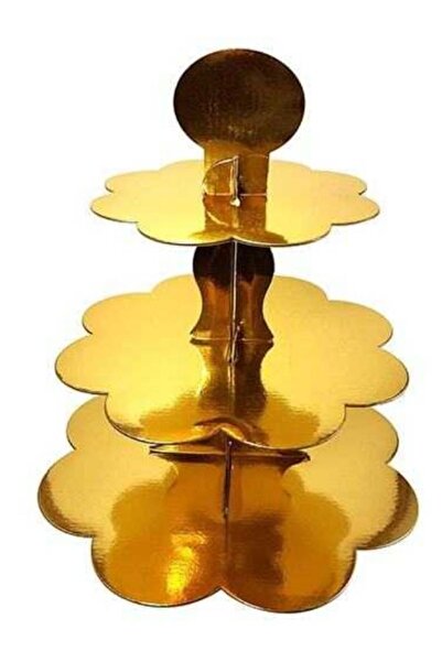Genel Markalar Kek Standı 3katlı Kalın Karton Suünumluk Cupcake Standı Gold S...