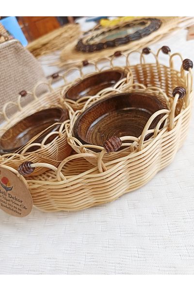 Gudelidekorr Rattan Bamboo Wicker Snack Bowl Presentation Breakfast Bowl
