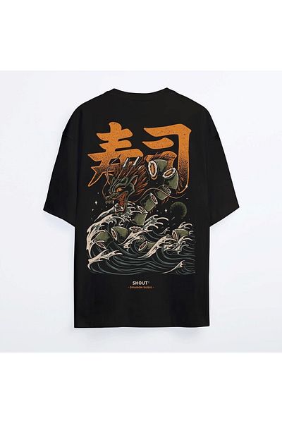 Shout Μπλουζάκι Unisex Oversize Dragon Sushi Oldschool