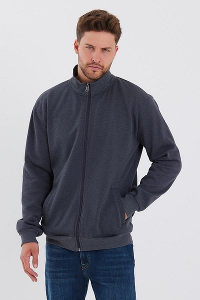 mmetalic Men's Anthracite Cardigan with Cotton Zipper and Vertical Side Pockets
