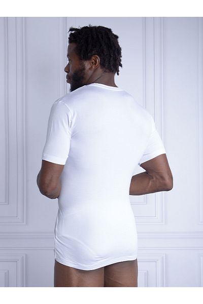 Blackspade Ανδρικό Micro Modal, Λευκό Χρώμα Ασημί Σειρά V-Neck Sports T-shirt 9308