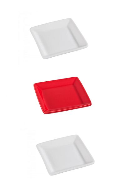İkram Dünyası Minimal 8*8 Sauce Bowl, Breakfast Plate 3 Piece Jumbo