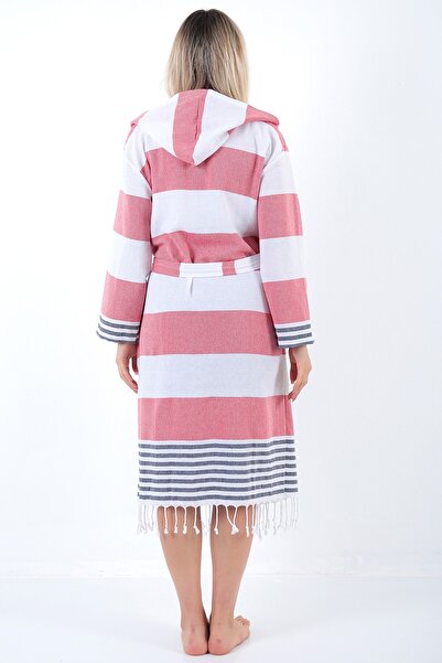 Buldan Concept Ada Peshtemal Bathrobe Red-dark blue