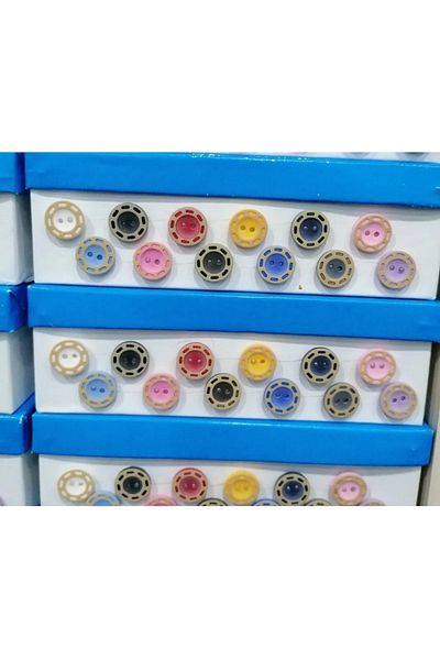 hobim42 Coconut Style Infinity Patterned Button Set 12 Colors 5 Pieces of Each Color Total 60 Pieces