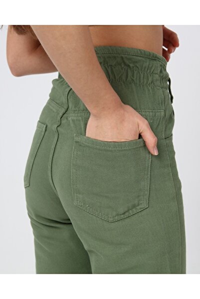 SHEVEGA Green Elastic Waist Mom Jean