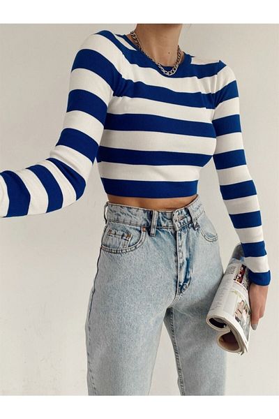 BROSERER Iwona Women's Light Blue Snow Washed High Waist Denim Mom Jeans Boyfriend