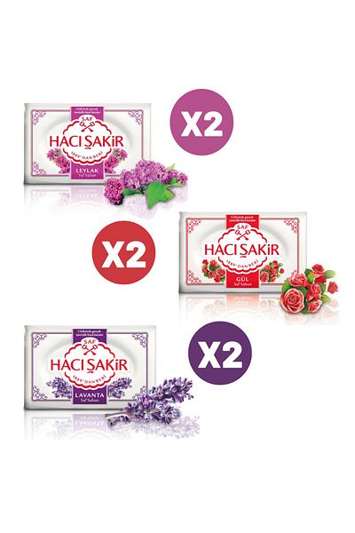 Hacı Şakir Hacı Şakır 150 Grm Lavender *2 Pieces, Rose *2 Pieces, Lilac*2 Pieces Scented Solid Soap