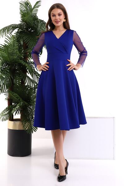 Fasmia Omuz Üstü Kayık Yaka Elbise F126