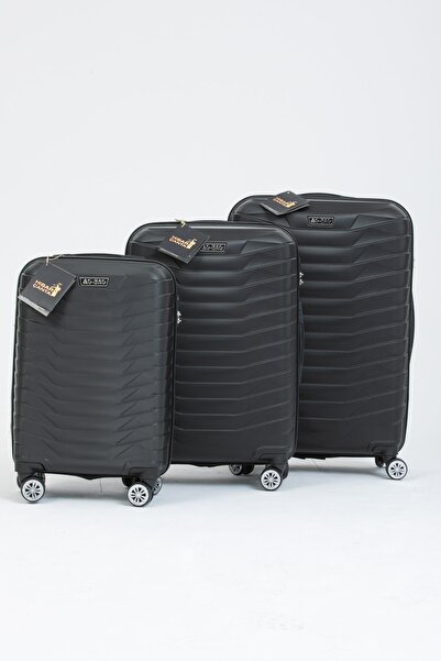 GBAG Hisar Abs Küçük Orta Büyük Boy 3'lü Siyah Valiz Seti