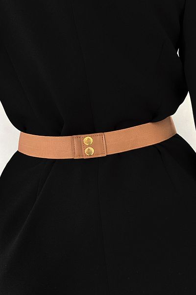 Cool & Sexy Hellbrauner elastischer Damengürtel mit goldener Schnalle BE663
