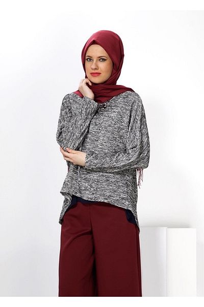 TRENDTESETTÜR Γυναικεία Navy Blue Asymmetric Cut Μπλούζα 2 τεμαχίων 4544