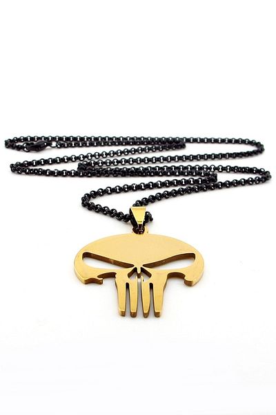 Solfera Punisher Marvel Black Steel Chain Yellow Steel Men's Necklace Q0612