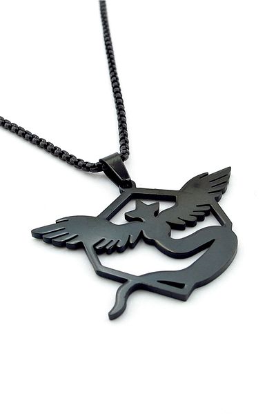 Solfera Pokemon Go Articuno Ice Black Steel Chain Men's Necklace Q0632