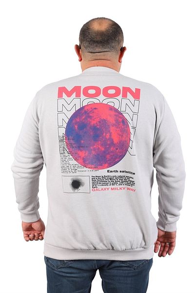 MocGrande Φούτερ με διπλό γιακά Moon 22731 Stone Grey