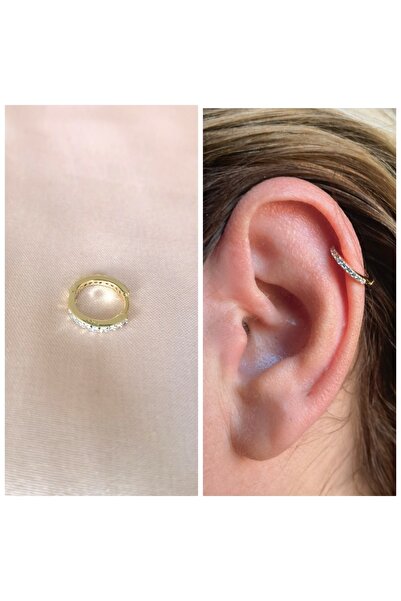 Bylin 925 Ayar Gümüş Zirkon Taşlı Halka Küpe- 1 Adet