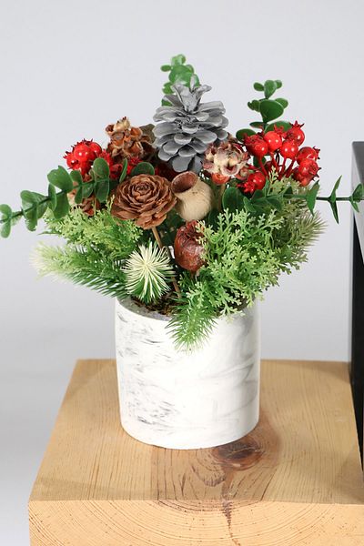 Yapay Çiçek Deposu Artificial Coquina Pomegranate Arrangement in a Concrete Pot New Year Concept 8