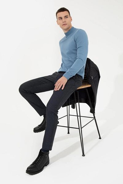 Pierre Cardin Pulover albastru din tricotaje cu design simplu