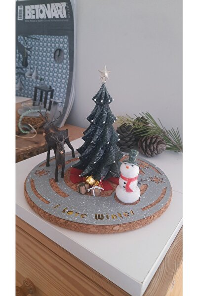 EYA STUDİO 12 Parça Yılbaşı Dekoratif Set-yılbaşı Ağaçlı Ve Geyikli Mantar Su...