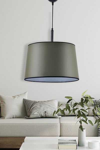 DEDE Single Pelle Leather Pendant Lamp Conical Khaki Color Decorative Object