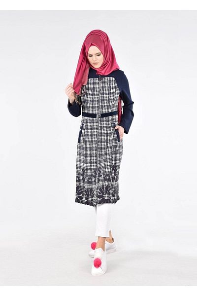 TRENDTESETTÜR Γυναικείο Navy Blue T 1742 Meriva Hijab Trench