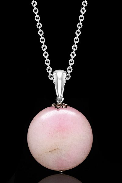 Tesbih Atölyesi Certified African Light Pink Opal Stone Necklace - 1st quality